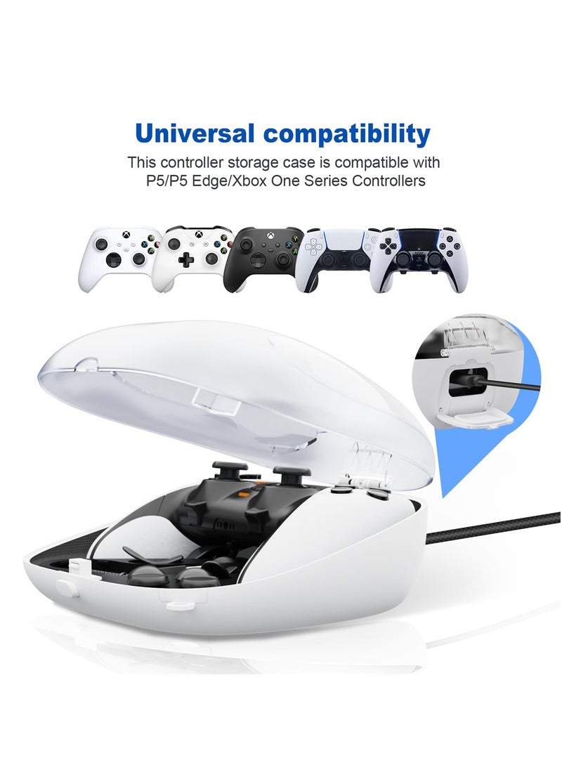 Controller Protective Case for PS5 Dualsense/Xbox Series X/S/One Controllers, Hard Shell Travel Case, Dust-Resistant, Shock-Proof with Type-C Charging Cable, Wall Hook, Lanyards
