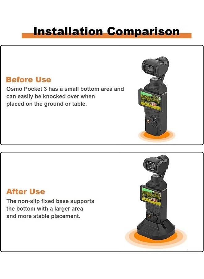 Camera Mount Stand Base Support Base for DJI OSMO Pocket 3 Desktop Stable Bracket Handheld Gimbal Camera Support Adapter Desktop Stand Holder Accessories