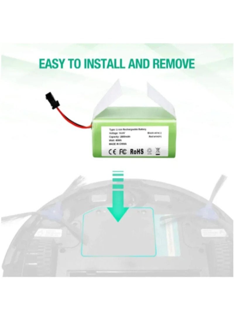 14.4V 2800mAh Replacement Li-ion Battery Compatible for Eufy RoboVac and Evovacs Deebot N79 N79S DN622 Eeuf