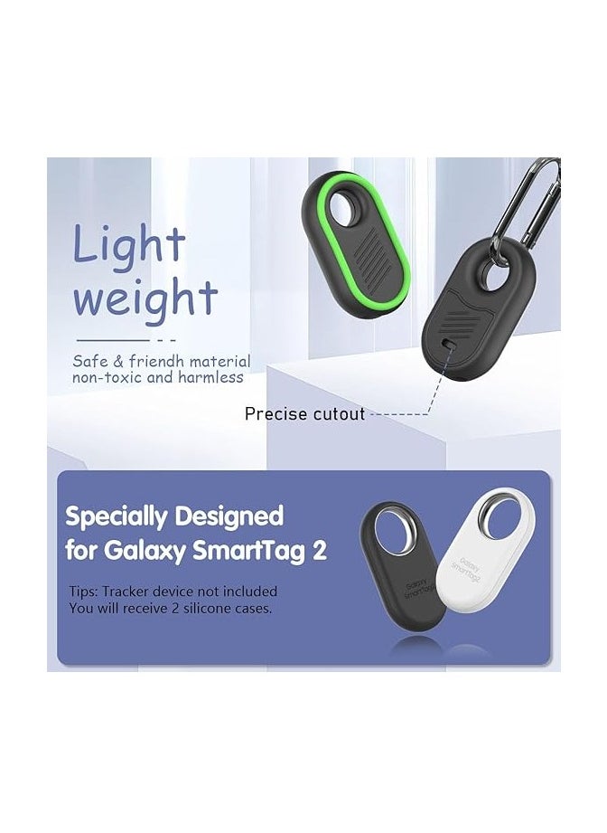 4 Pack for Samsung Galaxy SmartTag2 Case Keychain, Case for Galaxy Smart Tag 2 with Key Ring for Keys, Wallet, Luggage, Pets (Black/White/Blue/Green)
