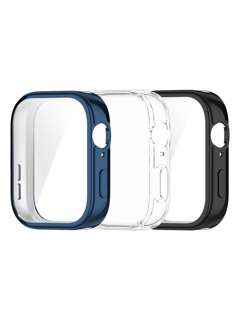3 PCS Soft TPU Screen Protector Cover Case for HUAWEI Watch Fit 3 Black,Clear and Blue