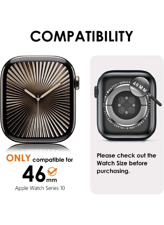 Compatible with Apple Watch Series 10 46mm Bling Case with Screen Protector, Double Row Crystal Diamond Design Hard PC Waterproof Bumper Case for iWatch Series 10 (2024) 46mm, Black