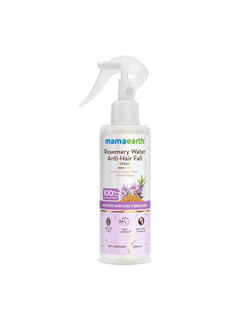 Mamaearth Rosemary Water AntiHair Fall Spray with 100 Pure Rosemary Water  Methi Dana 200ml  Stronger Denser Hair  24Hr Frizz Control  Folligen ANA Lupe Fision Aquashield  Shiny Smooth Hair