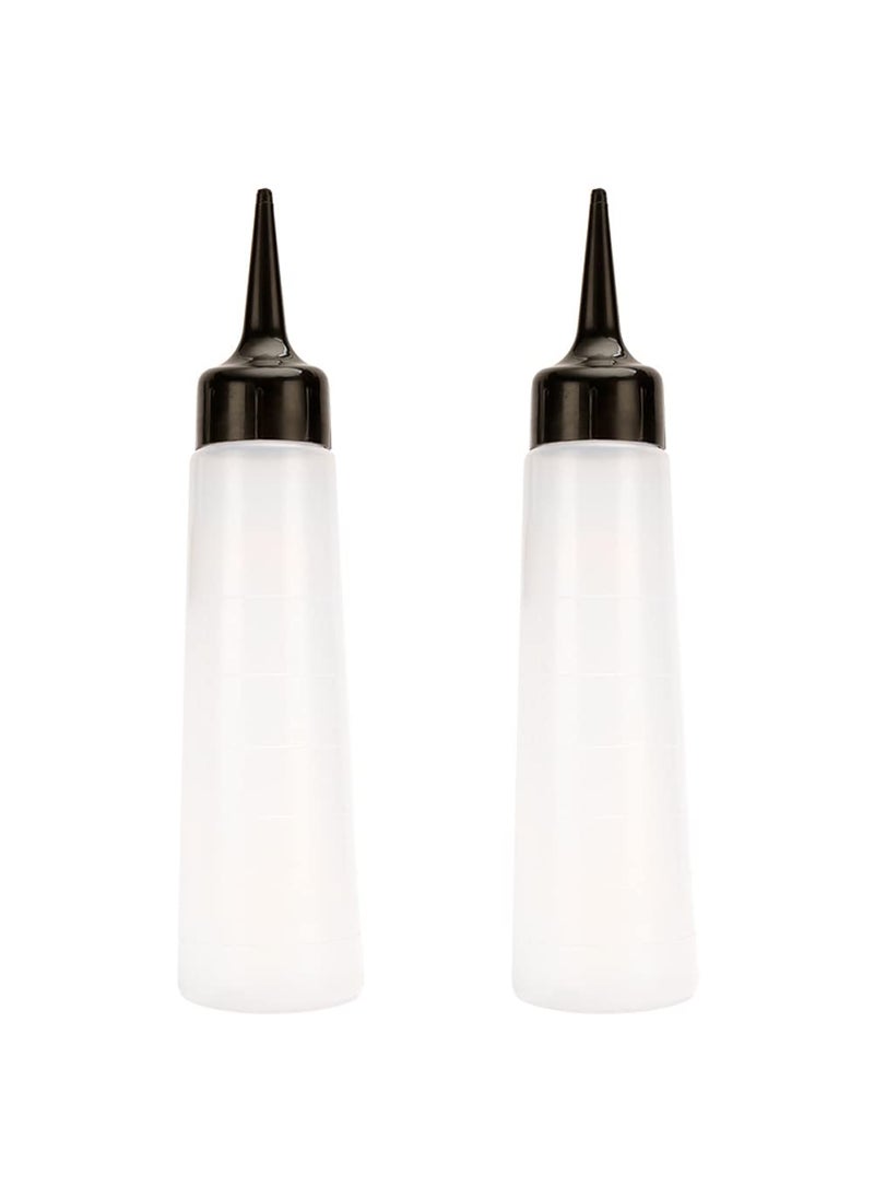 Lasenersm 2Piece Hair Dye Applicator Bottle Black 250ml Pump Action Angled Tip Graduated Scale Home  Salon Use Travel