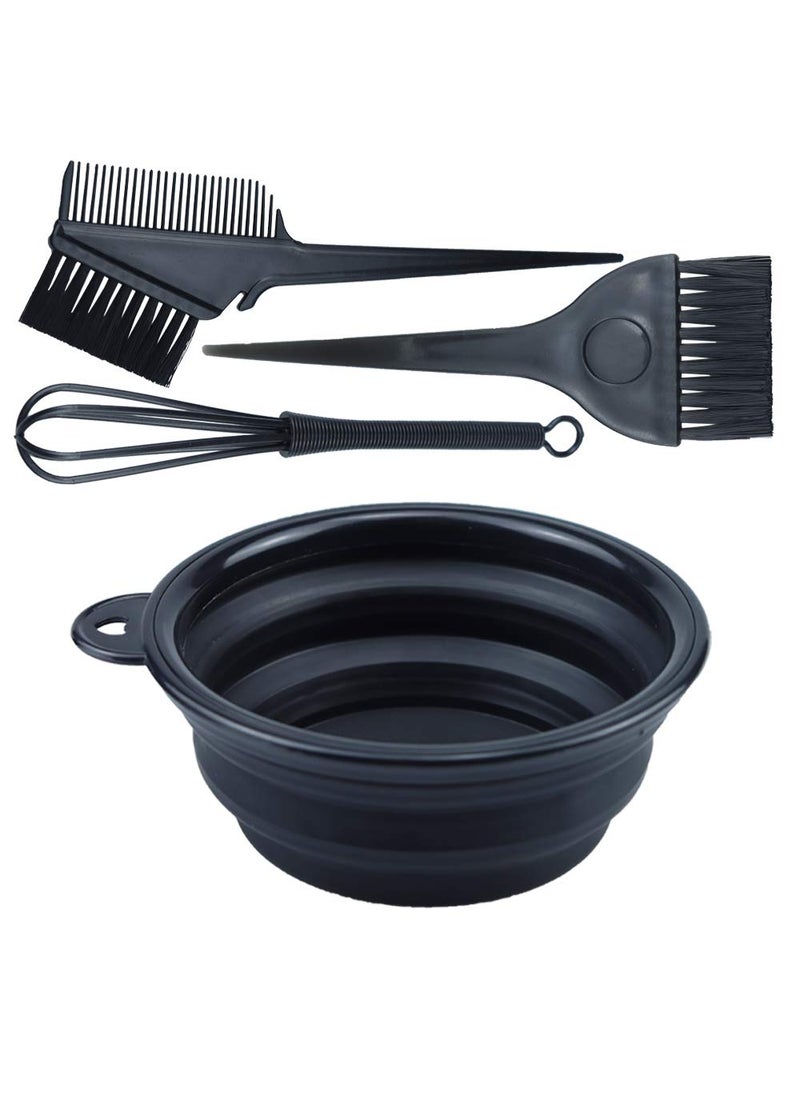 4PCS Hair Dye Kit Includes Hair Tinting Bowl Dyeing Brushes Sharp Tail Comb Mixer for DIY Hair Coloring Beauty Salon Tools Set