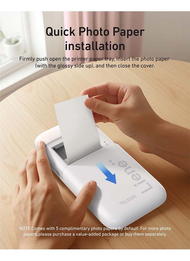 TELESIN 100 - Sheet Pack of 3 - Inch Color Photo Paper for Pocket - Sized Instant Mobile Printers - Durable, Ink - free Printing for Long - lasting, Vivid Photos that Develop Instantly