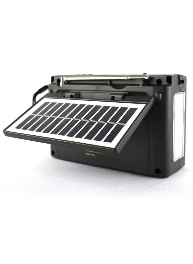 Solar Powered Bluetooth Radio with 1200mAh Rechargeable Battery, Support USB/TF AM/FM/SW1-6
