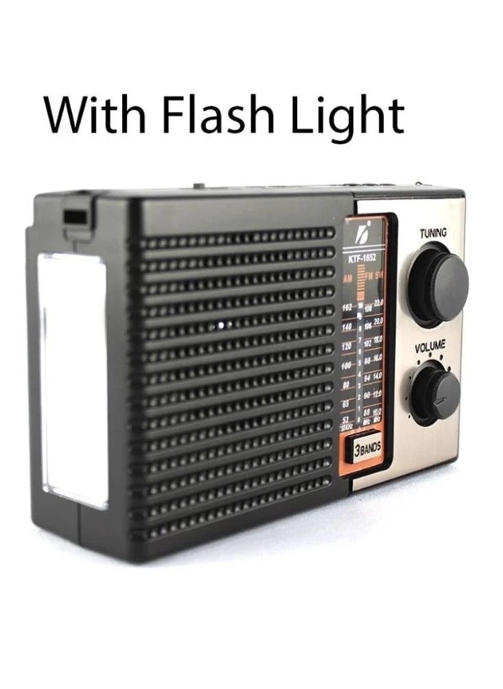 Solar Powered Bluetooth Radio with 1200mAh Rechargeable Battery, Support USB/TF AM/FM/SW1-6