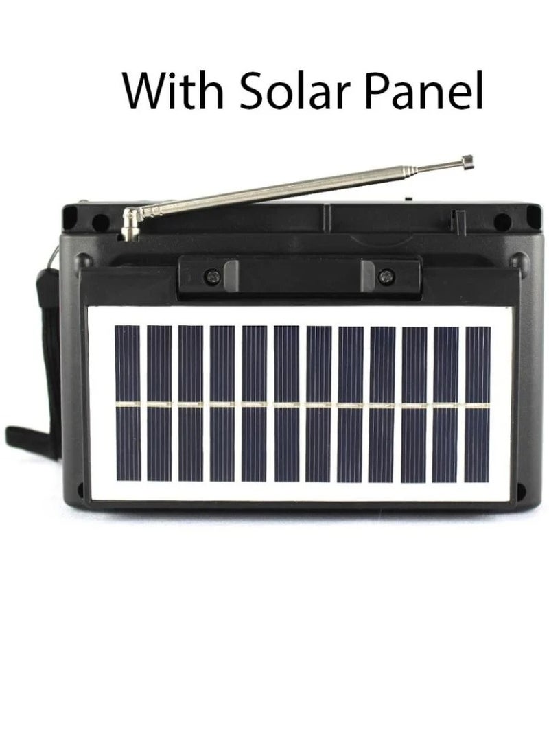 Solar Powered Bluetooth Radio with 1200mAh Rechargeable Battery, Support USB/TF AM/FM/SW1-6