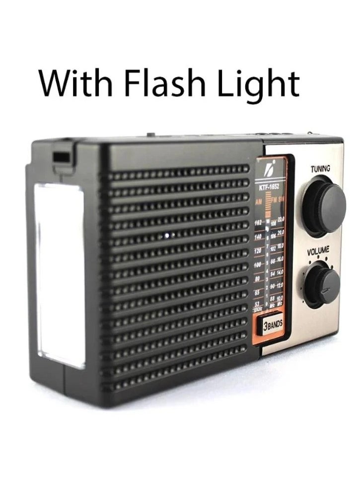 Solar Powered Bluetooth Radio with 1200mAh Rechargeable Battery, Support USB/TF AM/FM/SW1-6