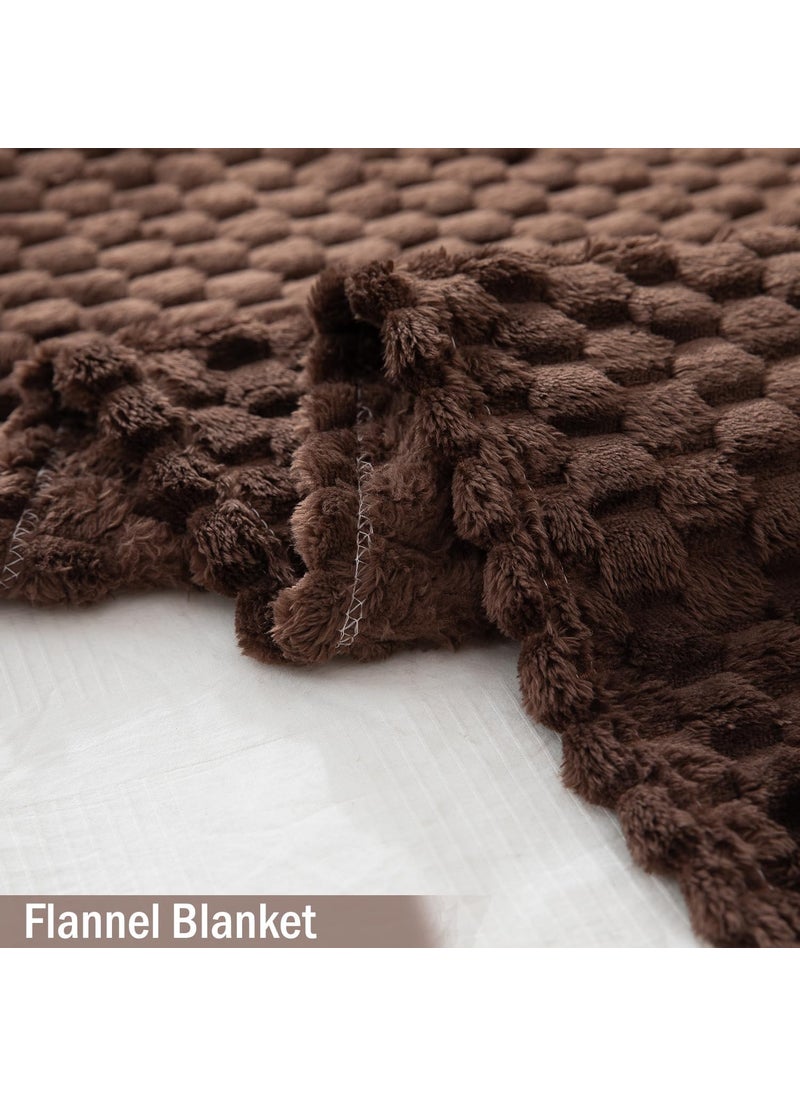 HOKIPO 220 GSM Flannel AC Throw Blanket Double Bed Queen, 200x230 cm / 6.5x7.5 feet, Brown (NEW-4918-BRN)
