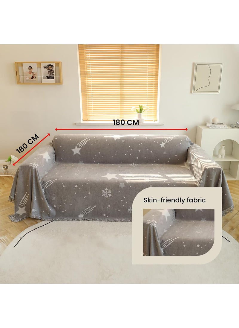 Kuber Industries Decorative Chenille Sofa throw for Indoor & Outdoor 70x70 Inches (Grey)
