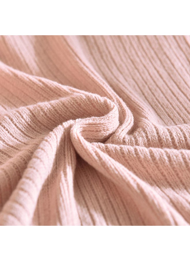 Tassel Design Comfy Casual Knitted Throw Blanket Polyester Pink 125x150centimeter