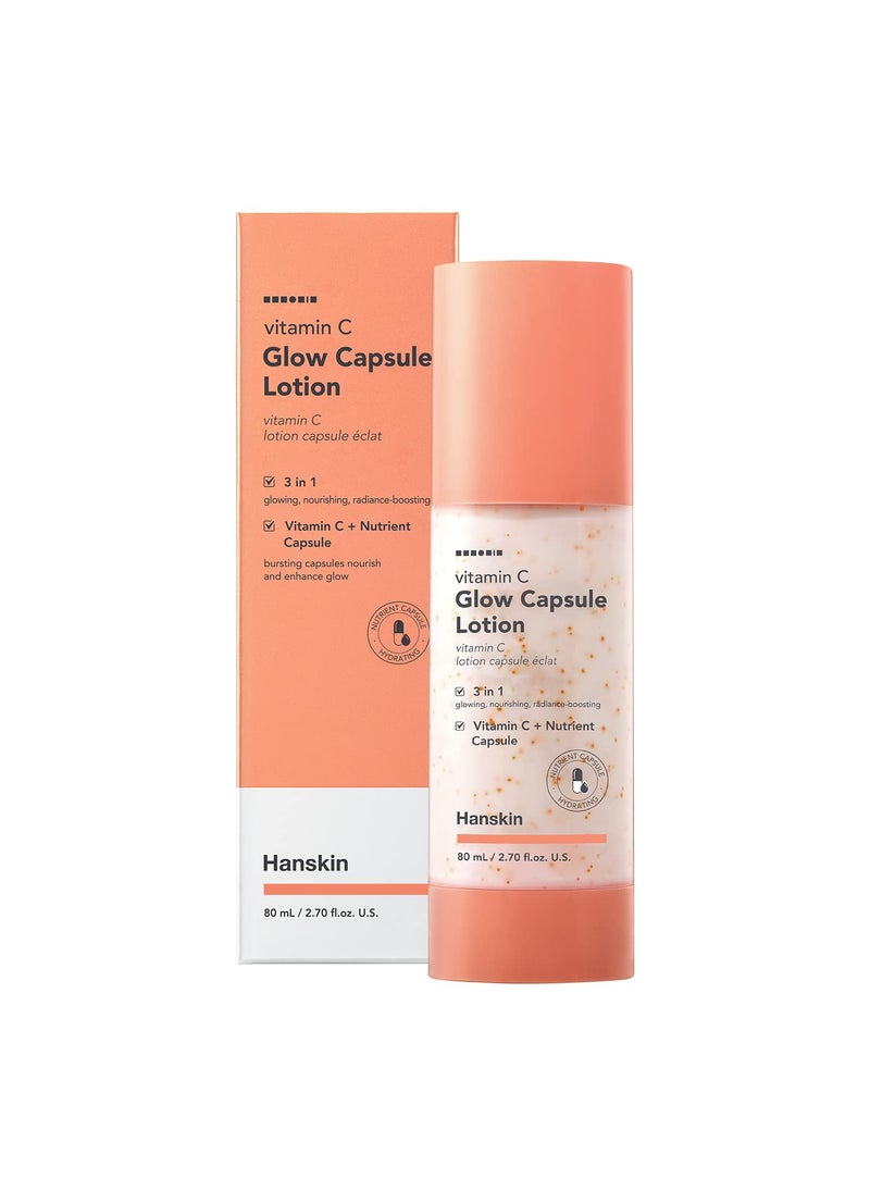 Hanskin Vitamin C Glow Capsule Face Moisturizer Boost Radiance and Even Skin Tone with Vitamin B and Niacinamide Brightening Korean Skin Care 27 fl oz