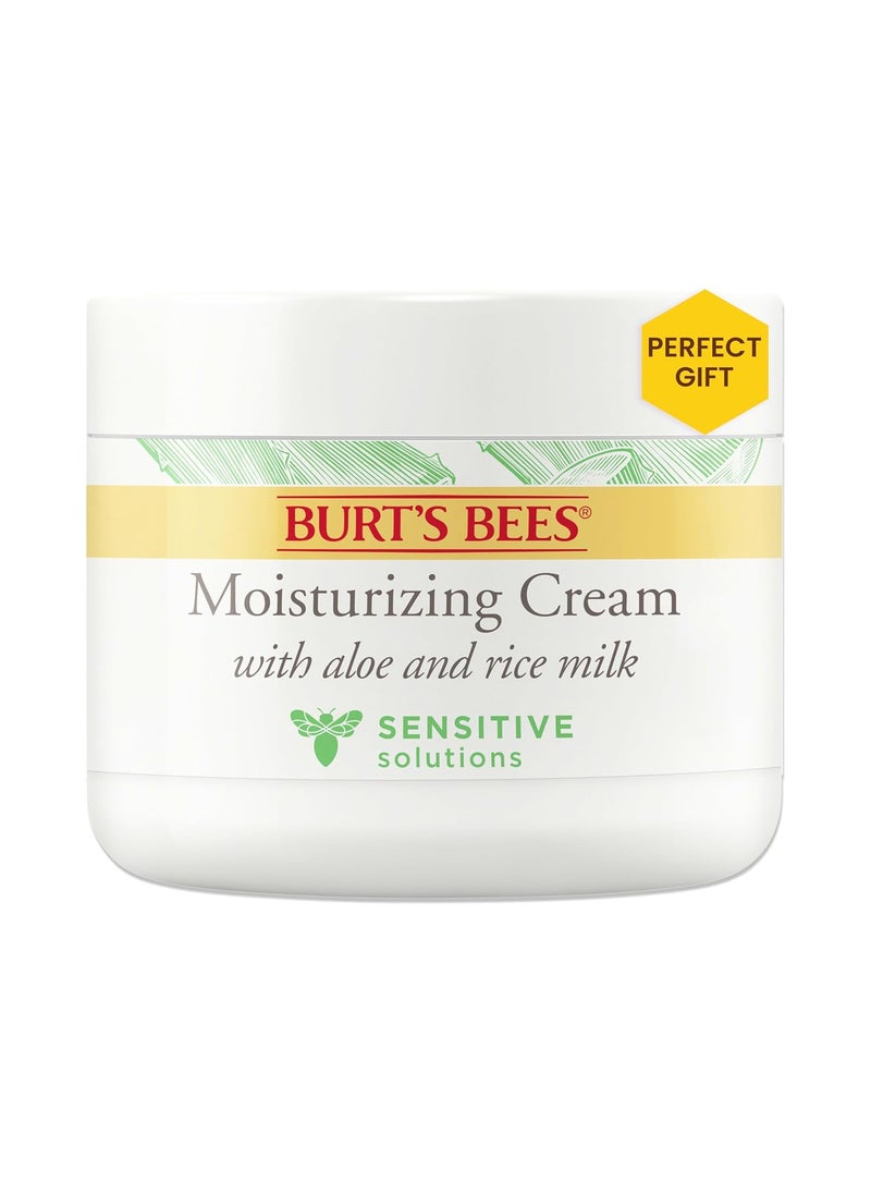 Burts Bees Sensitive Moisturizing Cream With Aloe Vera and Rice Milk Face Moisturizer for Sensitive Skin 988 Percent Natural Origin Skin Care 3 oz Package