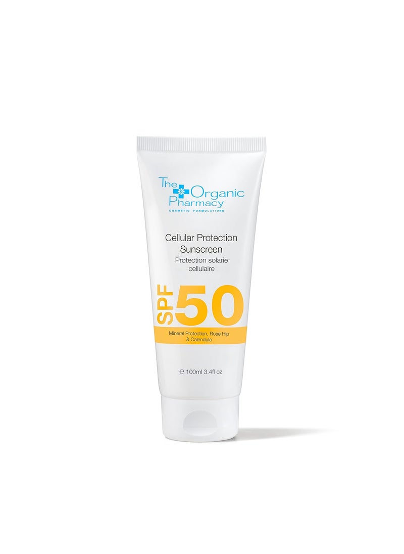 The Organic Pharmacy Cellular Protection Sunscreen SPF 50 for Face  Body  Mineral Sunshield to Block Both UVA  UVB  Vitaminrich Natural Antioxidants  Light NonFlaky NonGreasy  34 oz 100 ml