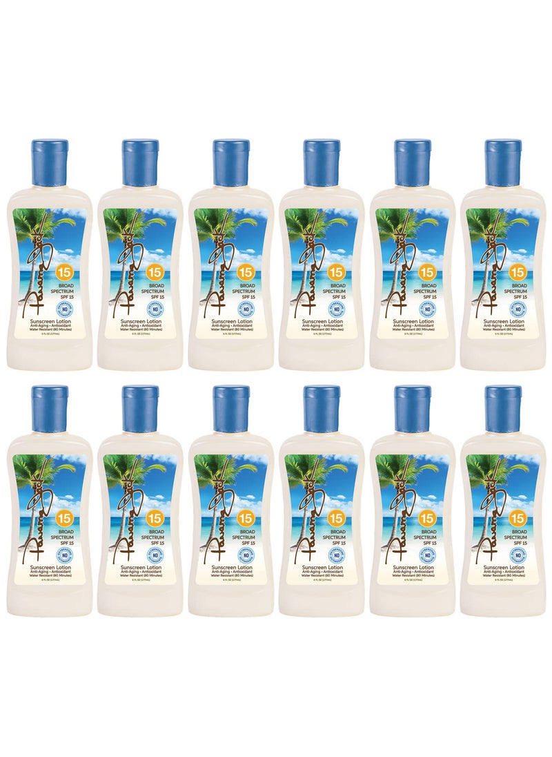 Panama Jack Sunscreen Suntan Lotion  SPF 15 Broad Spectrum UVAUVB Protection PABA Paraben Gluten  Cruelty Free 6 FL OZ Pack of 12