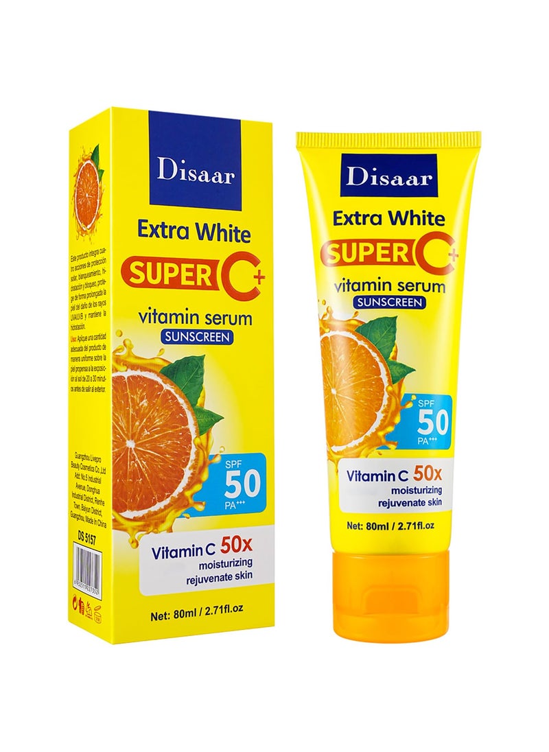 Vitamin C Serum Sunscreen SPF 50 PA Moisturizing Rejuvenate Skin Protection UVAUVB Hydrating 80ml  271floz
