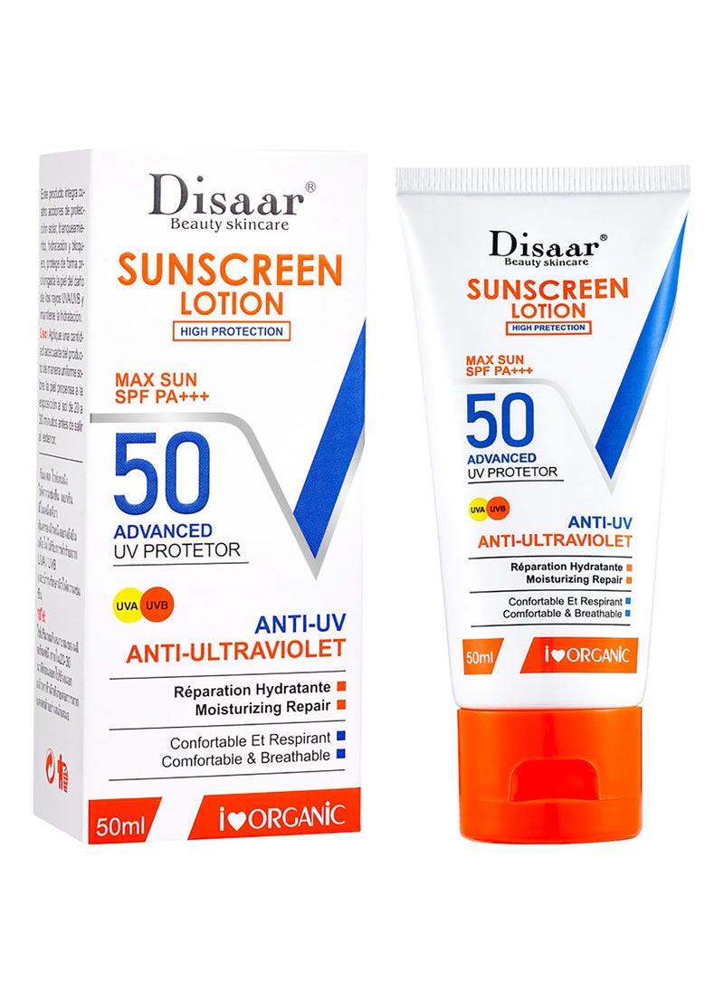 Sunscreen Lotion SPF 50 PA Advanced UV Protection UVAUVB Moisturizing Repair 50ml  169floz