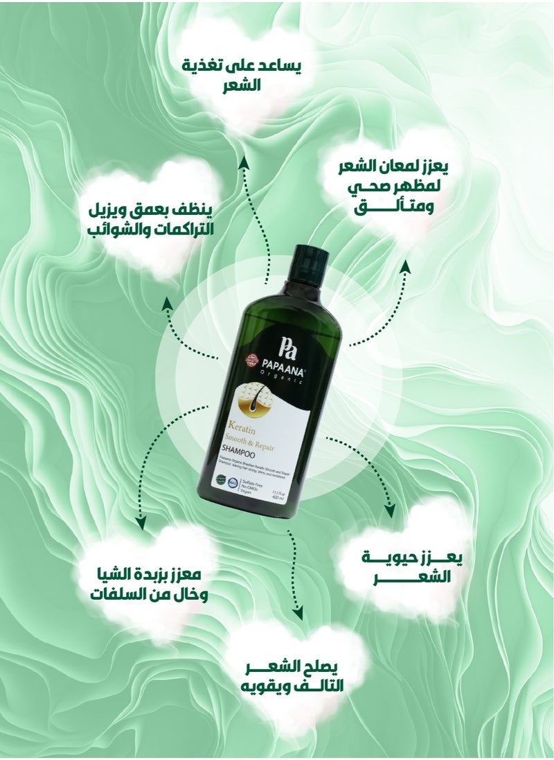 Keratin Smooth & Repair Shampoo with Shea Butter – 400ml, Repair & Strengthen for Silky, Frizz-Free Hair with Shea Butter