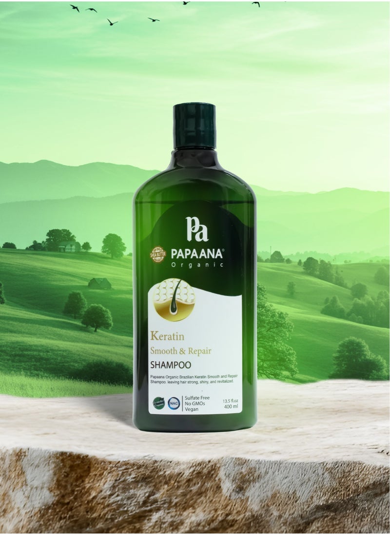 Keratin Smooth & Repair Shampoo with Shea Butter – 400ml, Repair & Strengthen for Silky, Frizz-Free Hair with Shea Butter