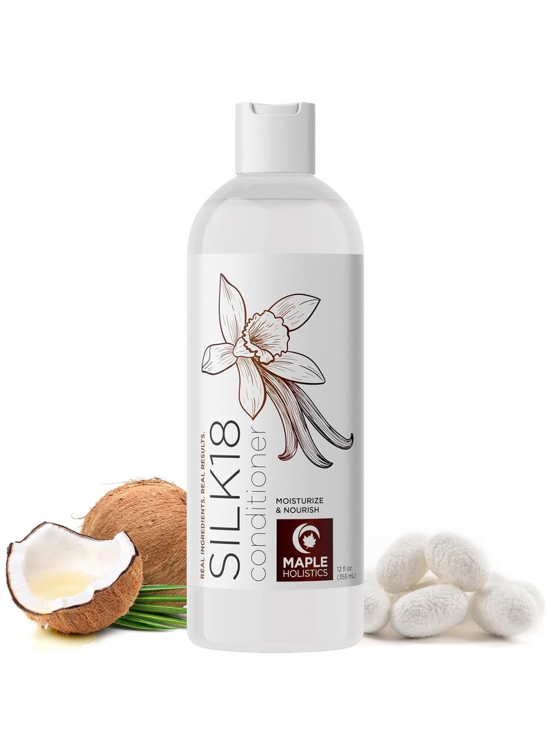Silk Protein Conditioner for Damaged Hair  Ultra Moisturizing Conditioner for Dry Hair with Deeply Nourishing Shea Butter Argan Oil Green Tea  Aloe  Helps Define Curls  Control Frizz 12 Fl Oz
