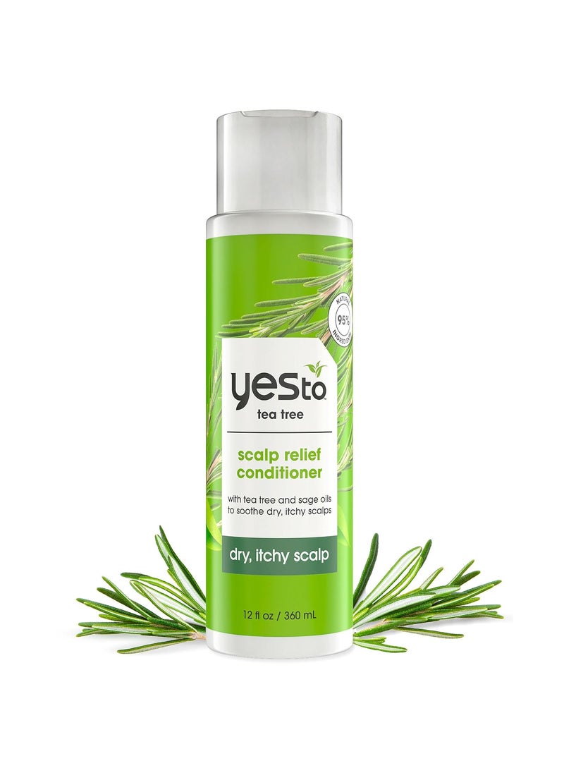 Yes To Tea Tree Scalp Relief Conditioner  Calms Dry Itchy Scalp Hydrates  Softens With Tea Tree Oil  Sage Natural Vegan CrueltyFree 12 Fl Oz