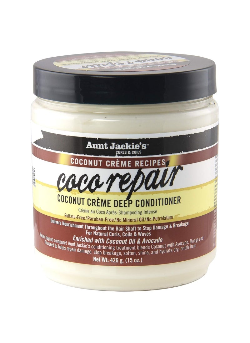 Aunt Jackies Coconut Crme Recipes Coco Repair Deep Hair Conditioner Delivers Nourishment Stops Damage Breakage for Natural Curls 15 oz