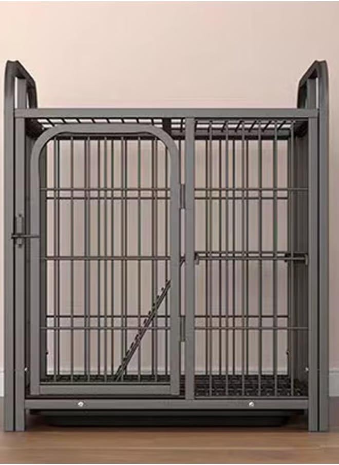 2-Tier Cat Cage Small And Medium Pet Playpen Crate Kennel, Square Tube Reinforcement, with Tray, Reinforced Lock, No Litter Box, Black