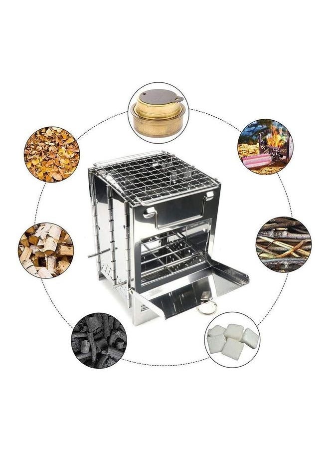 Portable Folding Stainless Steel Outdoor Wood Burning Camp Stove with Bag 21 x 15 x 15cm