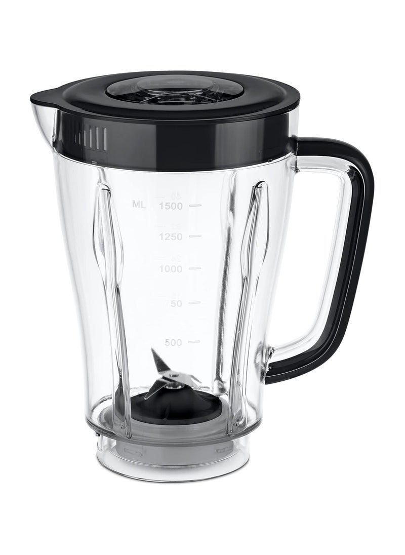 Ufesa Bs4709 Jade Glass Blender + Spice Grinder Attachment, 500W, 1.5L Pitcher, 2 Speeds + Turbo, 4 Stainless Steel Blades, Bpa Free.