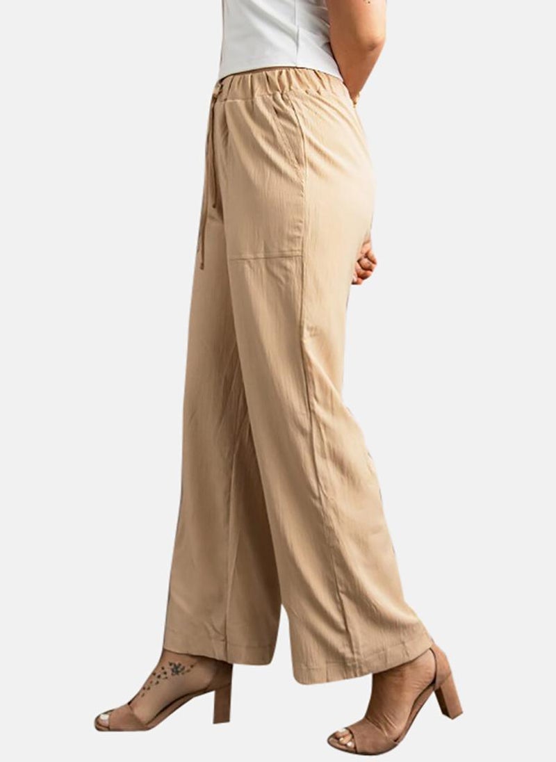 Brown Wide Leg Casual Pallazos