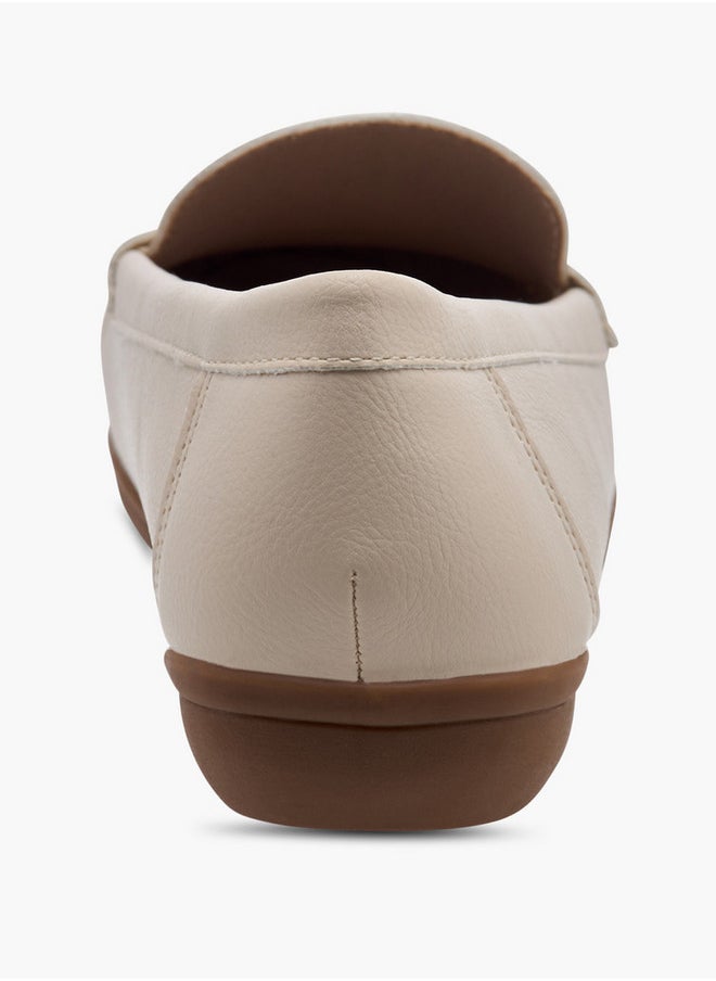 Women's Solid Slip-On Loafers with Metal Accent