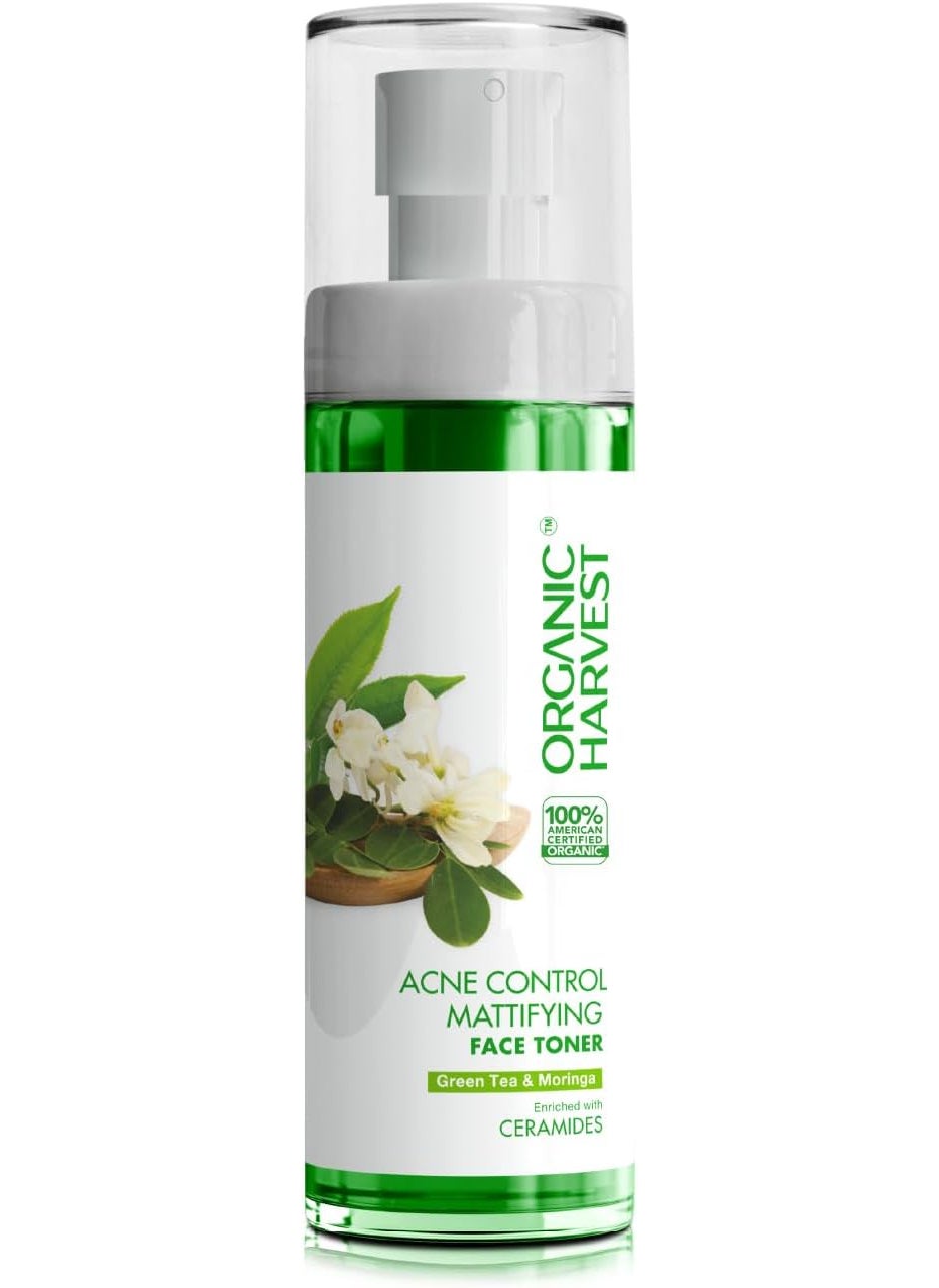Acne Control Mattifying Face Tone Green Tea  Moringa for Oily  Combination Skin Fights Pimples  Acne 100 American Certified Organic Paraben  Sulphate Free  100ml
