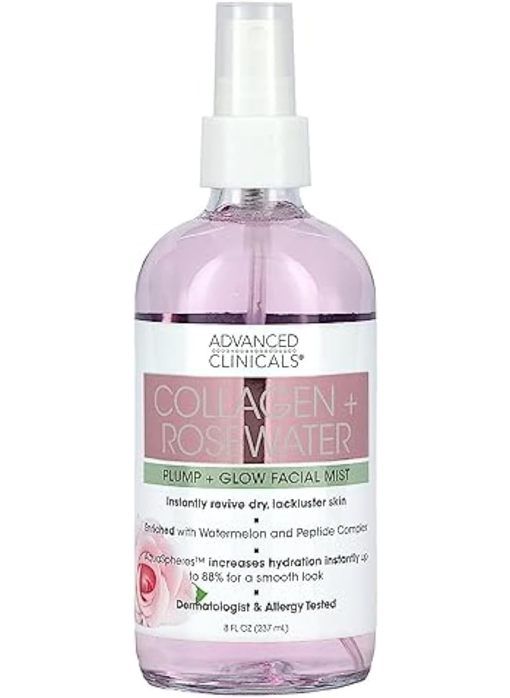 Advanced Clinicals Collagen  Rosewater Face Toner Skin Care Reviving  Hydrating Facial Mist for Face NonGreasy Instant Hydration Face Spray WPure Rose Water Collage  Natural Extracts 8 Fl Oz