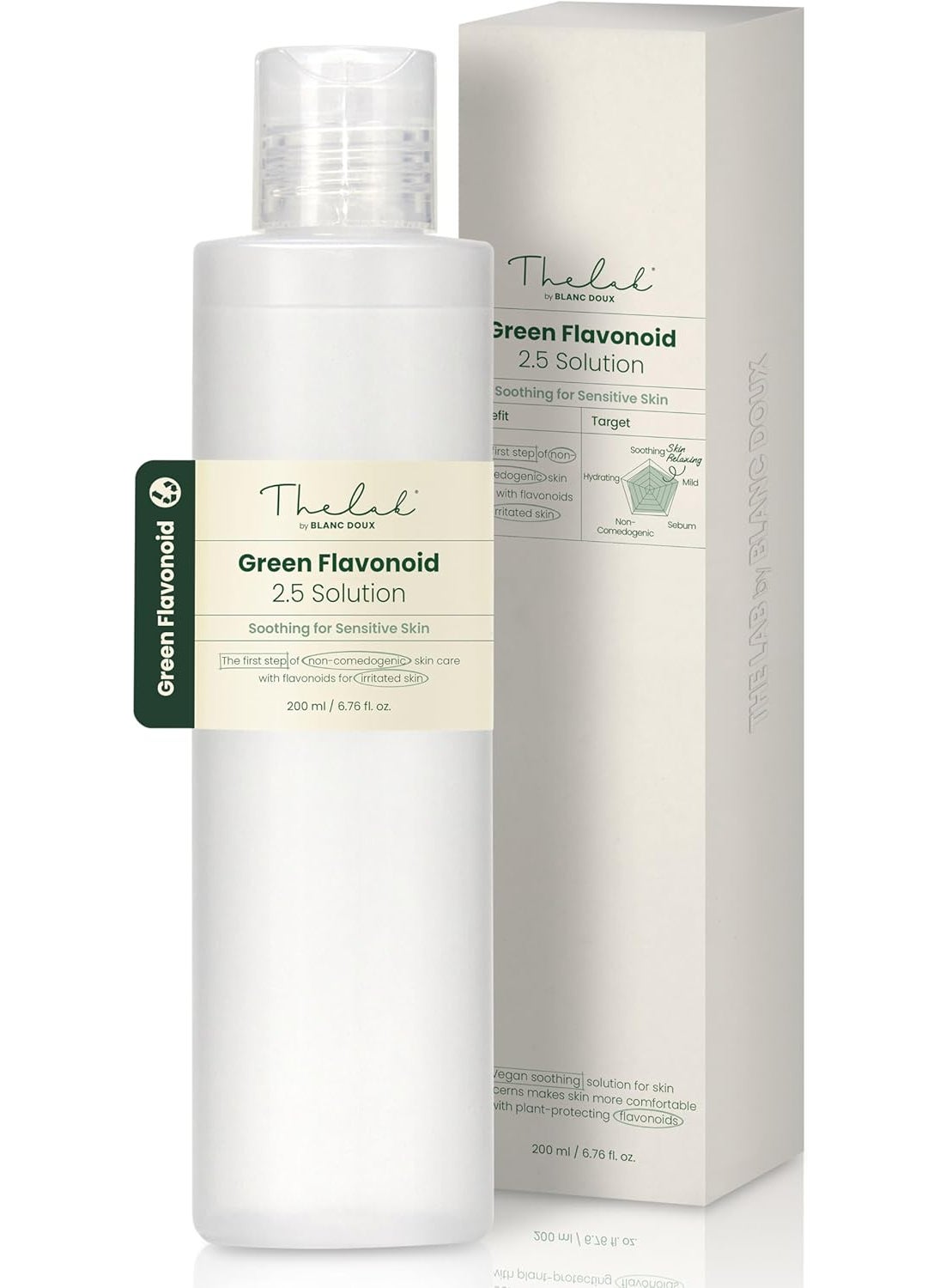 THE LAB BY BLANC DOUX Green Flavonoid 25 Skin Solution  Facial Toner Deep Penetration wLiposome Tech Vegan CrueltyFree Soothing for Sensitive Skin Hydrating Care  67 Fl Oz