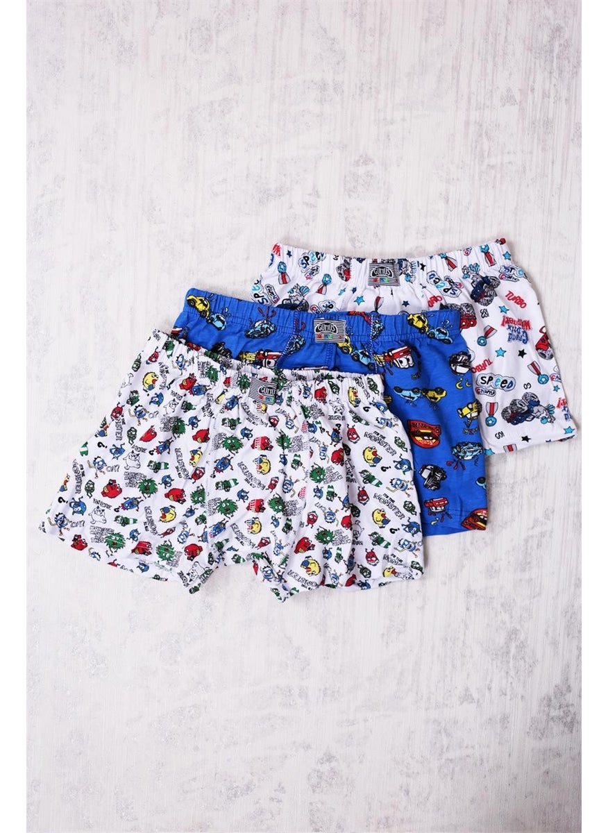 Silver 3-Pack Boy Mixed Pattern Boxer