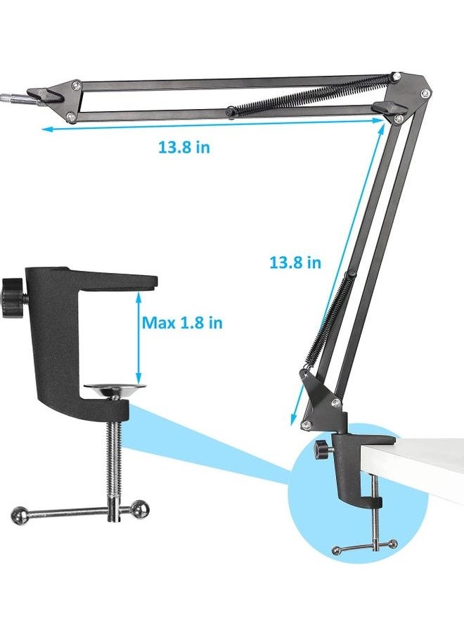 Adjustable Mini Boom Arm Stand with Pop Filter