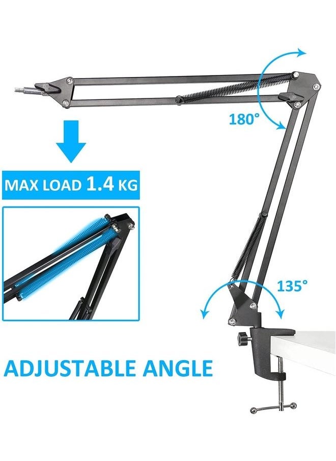 Adjustable Mini Boom Arm Stand with Pop Filter