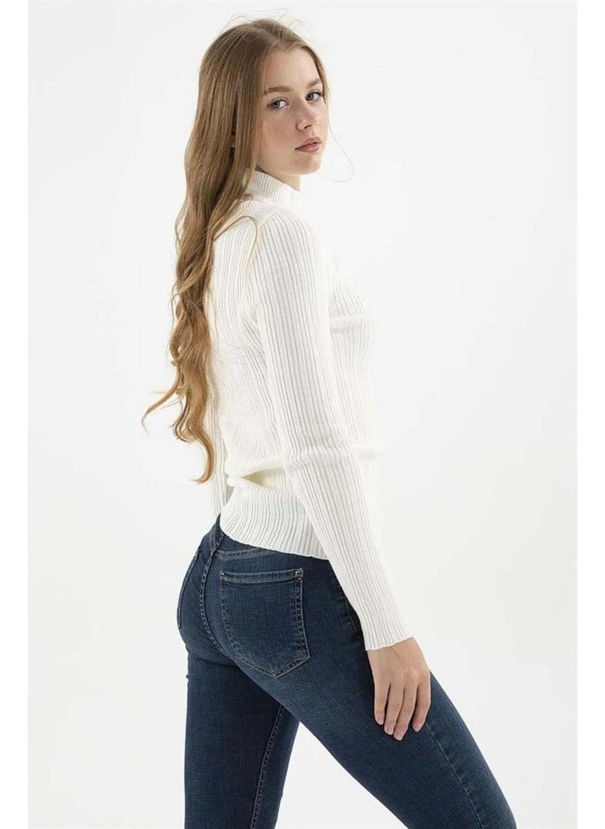 Women's Half Fisherman Sweater 23K0389K1 Ecru