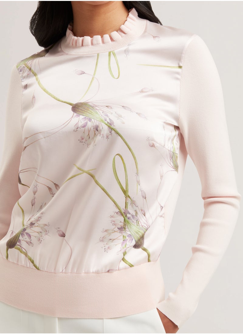 Printed High Neck Sweater