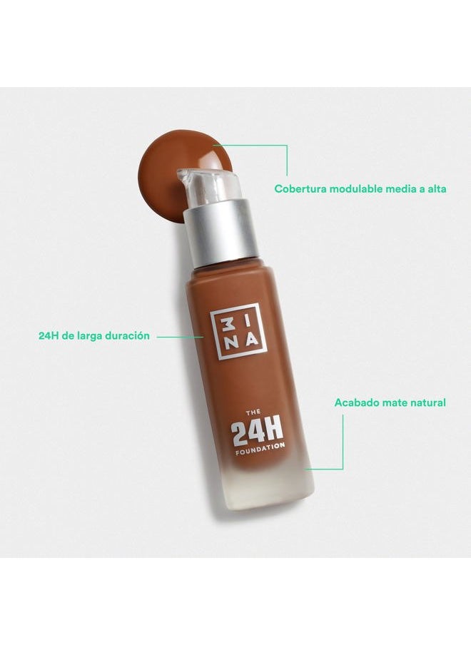 The 24H Foundation 675-24H Long-Wearing Formula - Medium To High Buildable Coverage - Smooth Matte Finish - Expanded Shade Selection - Waterproof, Cruelty Free, Vegan Makeup - 1.01 Oz