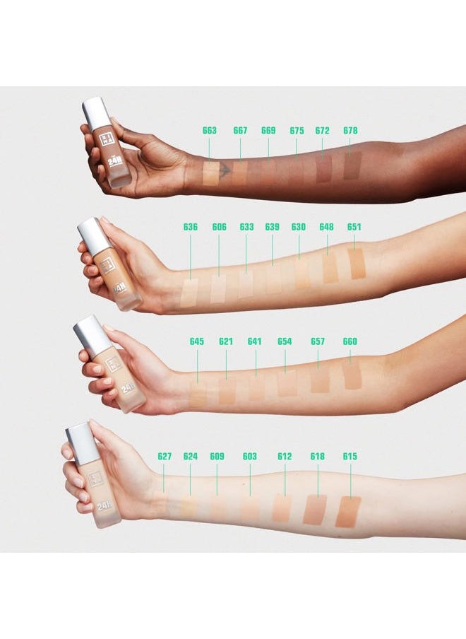 The 24H Foundation 675-24H Long-Wearing Formula - Medium To High Buildable Coverage - Smooth Matte Finish - Expanded Shade Selection - Waterproof, Cruelty Free, Vegan Makeup - 1.01 Oz