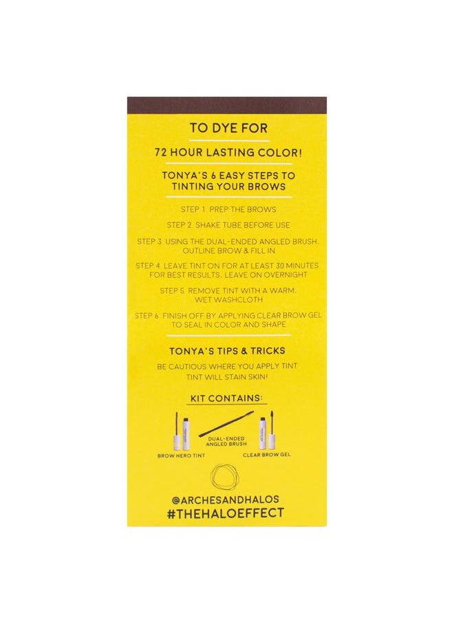 Brow Hero Tint Kit - Espresso - Semi-Permanent Tinting Kit for Perfectly Natural, Shaded Brows - Includes Clear Gel, Tint and Brow Shaper Brush - Temporary, 72-Hour Pigment - 3 pc