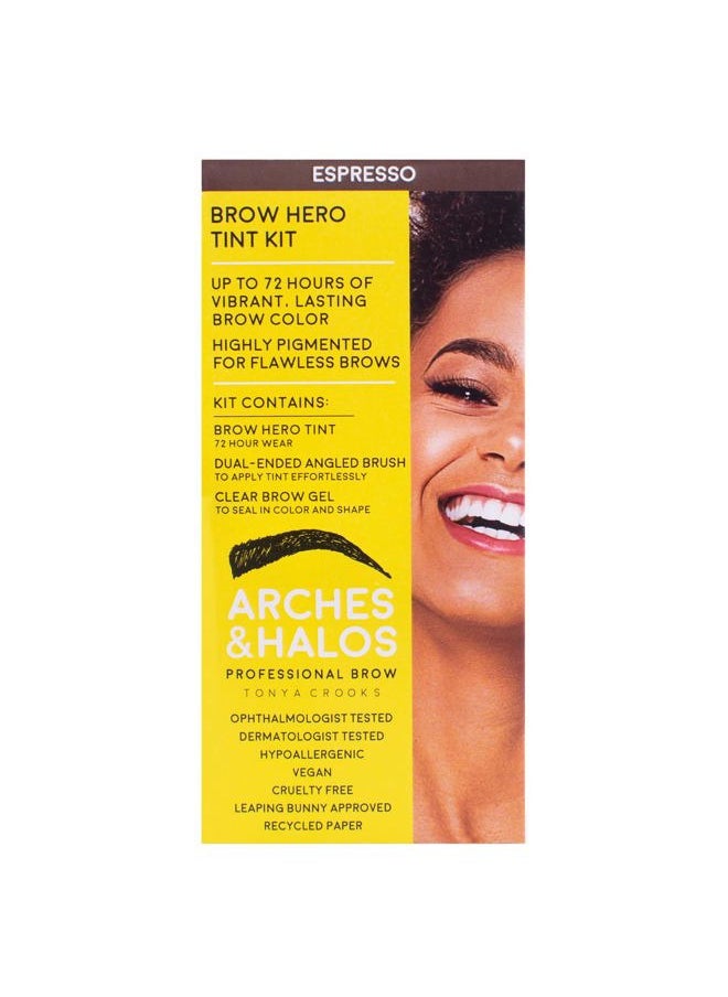 Brow Hero Tint Kit - Espresso - Semi-Permanent Tinting Kit for Perfectly Natural, Shaded Brows - Includes Clear Gel, Tint and Brow Shaper Brush - Temporary, 72-Hour Pigment - 3 pc