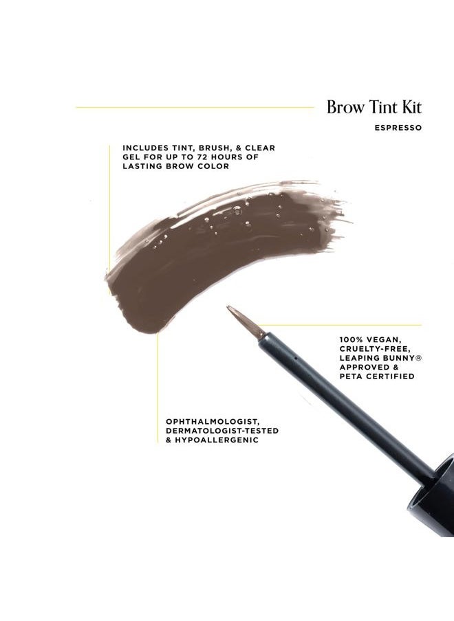 Brow Hero Tint Kit - Espresso - Semi-Permanent Tinting Kit for Perfectly Natural, Shaded Brows - Includes Clear Gel, Tint and Brow Shaper Brush - Temporary, 72-Hour Pigment - 3 pc