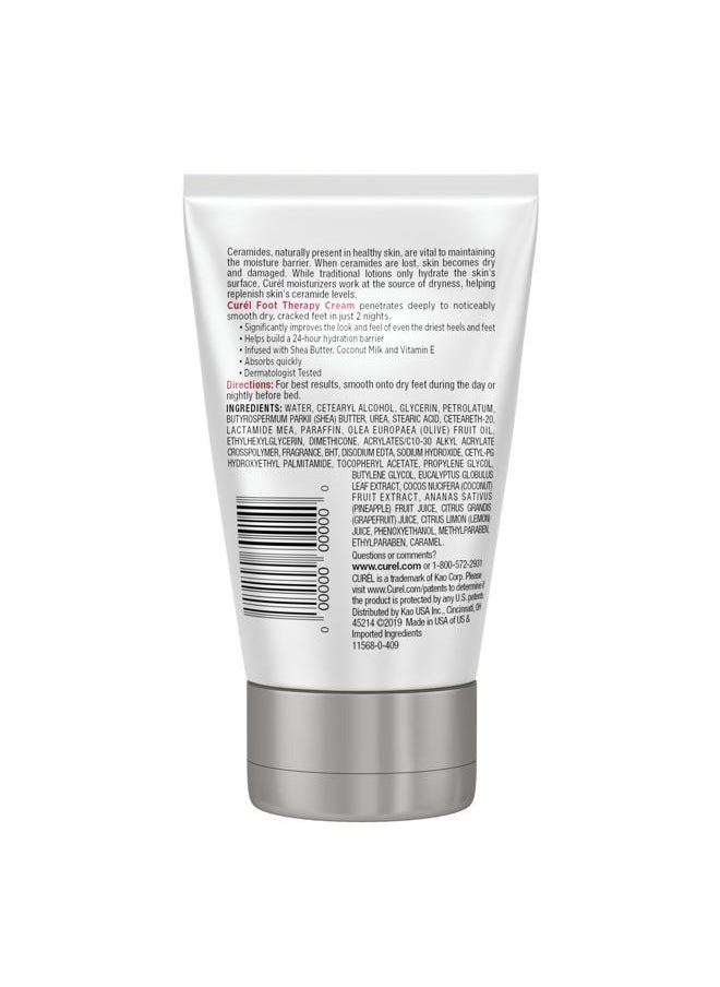 Foot Therapy Cream, Soothing Lotion for Dry Cracked Feet, Quick Absorbing, with Shea Butter, Coconut Milk, and Vitamin E2, 3.5 Oz