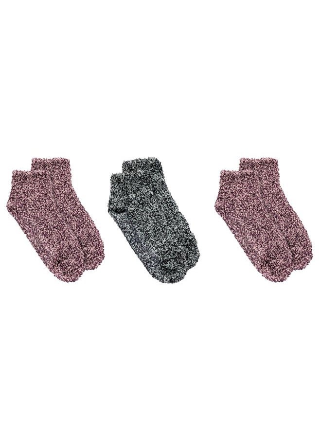 Womens Low Cut Soothing Spa - Lavender & Vitamin E Infused 2 3 Pair Packs Bottom Grippers Socks, Black/Gray, Burgundy/Peach, 4-10 US