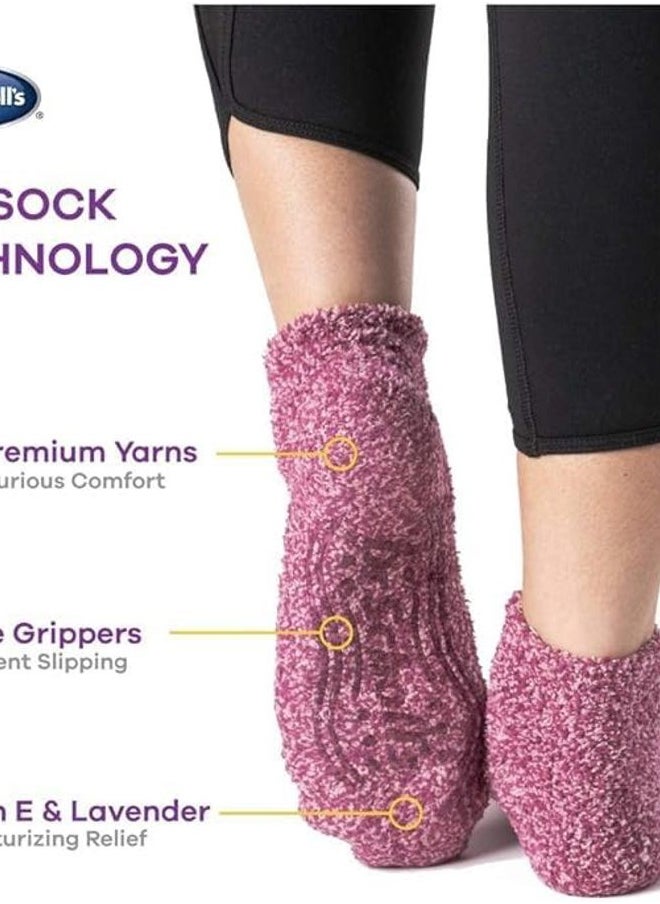 Womens Low Cut Soothing Spa - Lavender & Vitamin E Infused 2 3 Pair Packs Bottom Grippers Socks, Black/Gray, Burgundy/Peach, 4-10 US