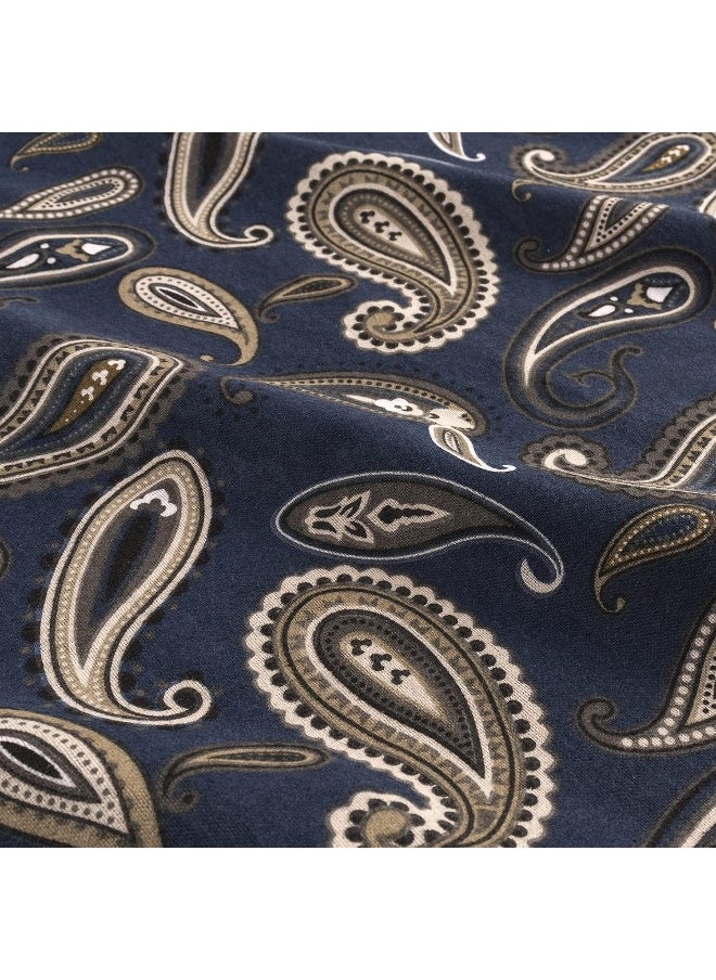 Superior Premium Cotton Flannel Pillowcases, All Season 100% Brushed Cotton Flannel Bedding, Pillowcase Set of 2 - Navy Blue Paisley, King Pillowcases